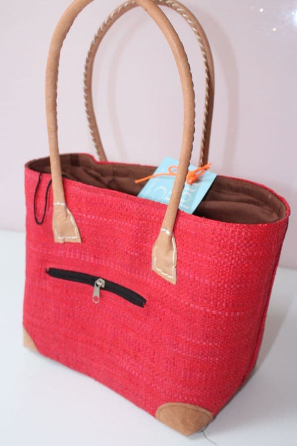 Red with Butterfly's Raffia basket